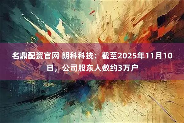 名鼎配资官网 朗科科技：截至2025年11月10日，公司股东人数约3万户