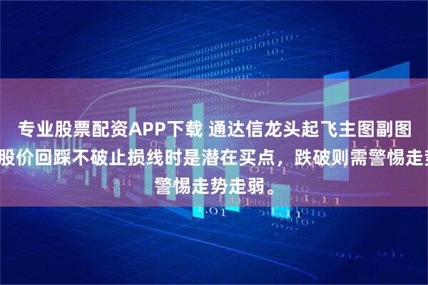 专业股票配资APP下载 通达信龙头起飞主图副图指标，股价回踩不破止损线时是潜在买点，跌破则需警惕走势走弱。